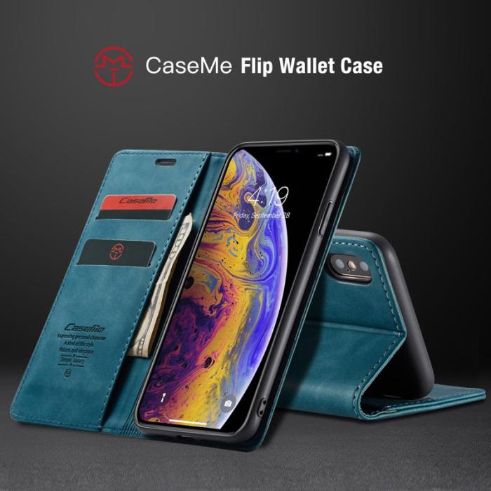 Caseme - CASEME 013 Plånboksfodral Konstläder för iPhone XS Max - Blå