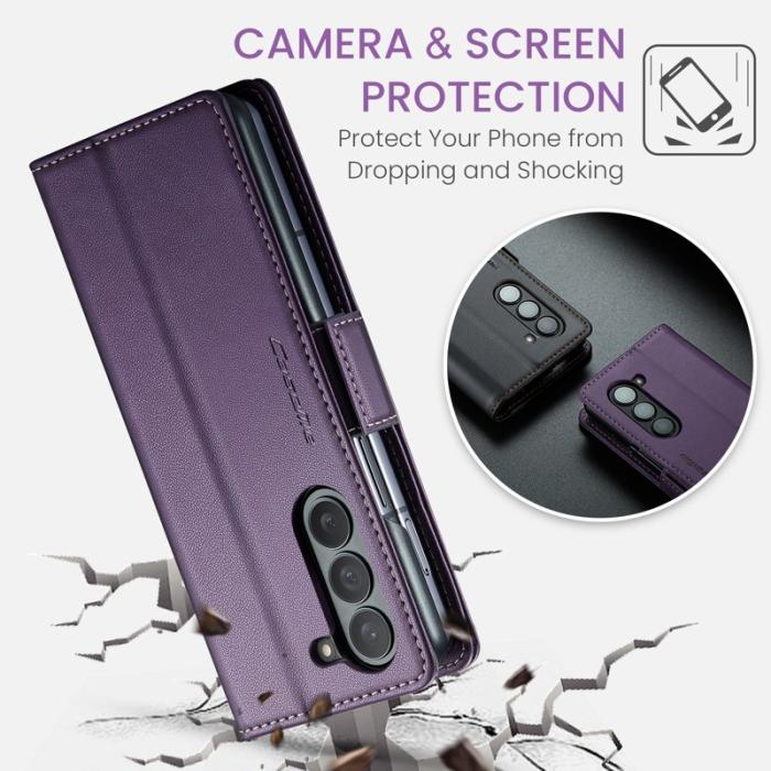Caseme - CASEME Plånboksfodral Konstläder för Samsung Galaxy Z Fold5 5G - Lila