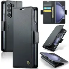 Caseme - CASEME Pl&aring;nboksfodral Konstl&auml;der f&ouml;r Samsung Galaxy Z Fold5 5G - Svart