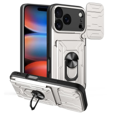 A-One Brand - iPhone 17 Pro Max Mobilskal Kamera Slider PC + TPU Kickstand - Vit