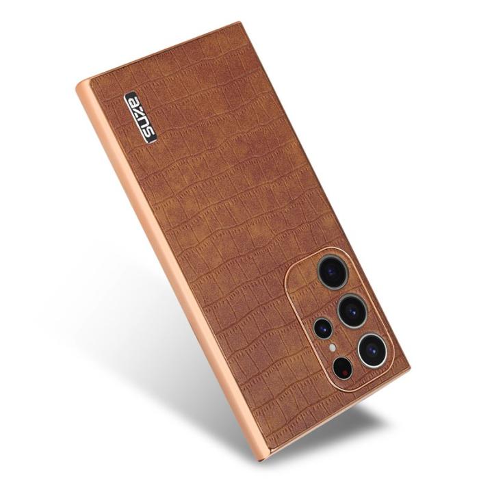 AZNS - AZNS Samsung Galaxy S22 Ultra Plånboksfodral Konstläder - Brun