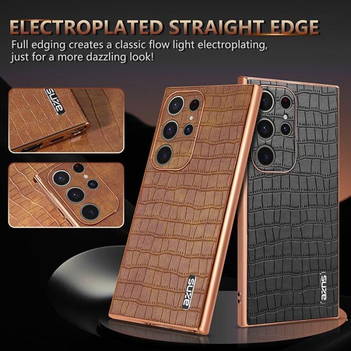 AZNS - AZNS Samsung Galaxy S22 Ultra Plånboksfodral Konstläder - Brun