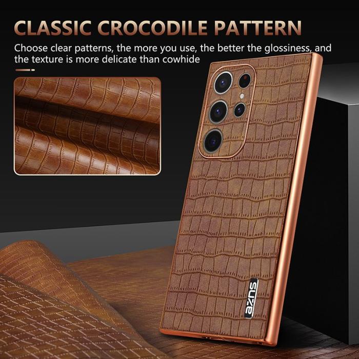 AZNS - AZNS Samsung Galaxy S22 Ultra Plånboksfodral Konstläder - Brun