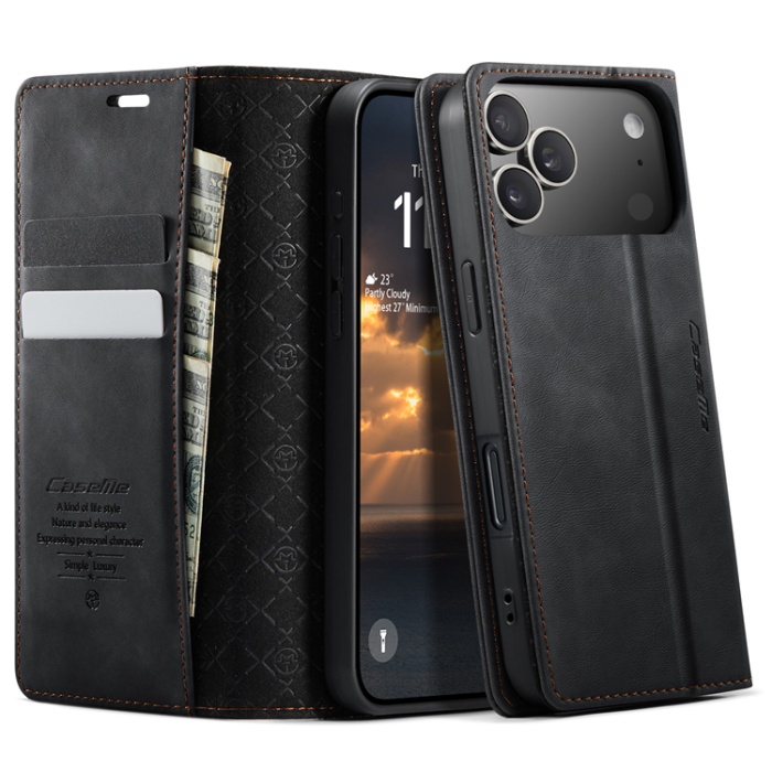 Caseme - Caseme iPhone 17 Pro Plånboksfodral RFID Blocking 033 - Svart