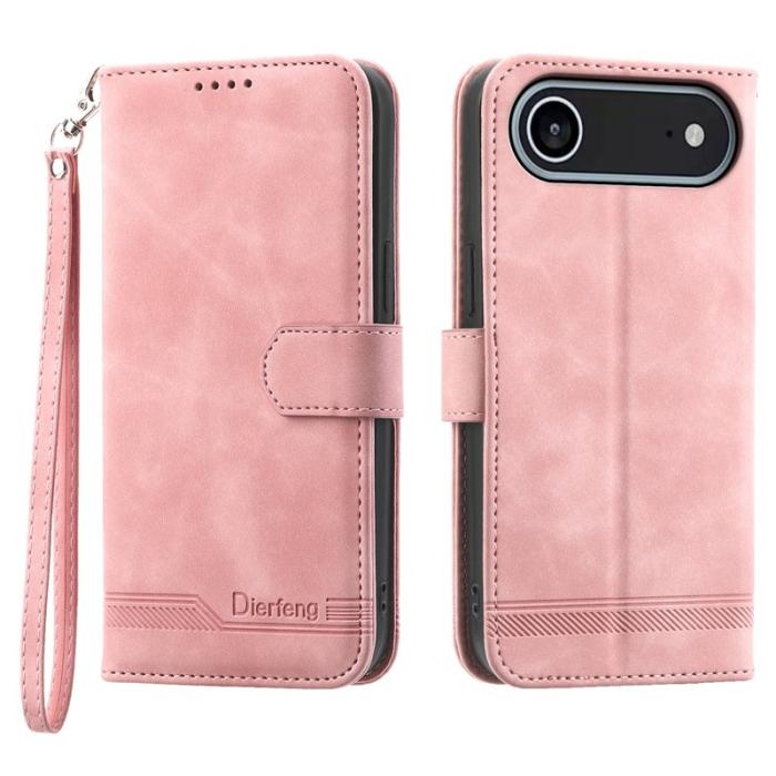 DIERFENG - DIERFENG DF-03 Plånboksfodral för iPhone Air Konstläder - Rosa