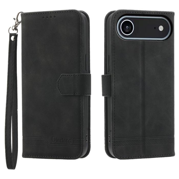 DIERFENG - DIERFENG DF-03 Plånboksfodral för iPhone Air Konstläder - Svart