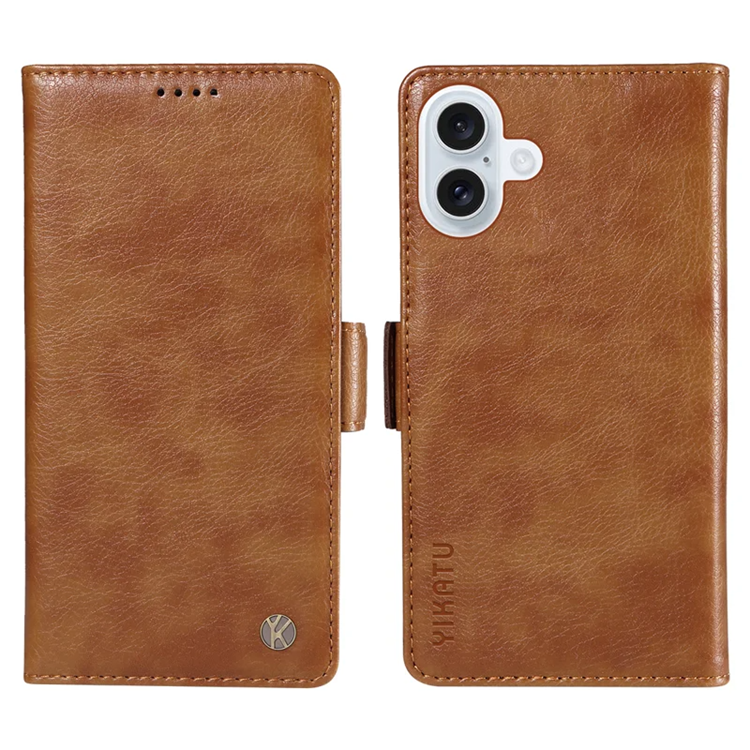 YIKATU iPhone 17 Plånboksfodral Litchi Texture - Brun | 2353 | AlltMobil