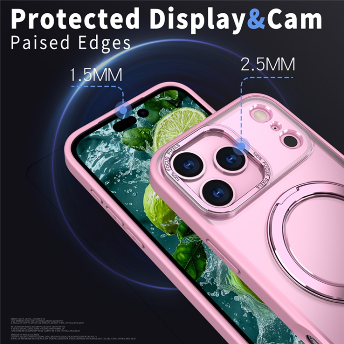 A-One Brand - iPhone 17 Pro Mobilskal Ring Kickstand TPU PC - Rosa