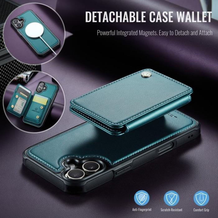 JEEHOOD - JEEHOOD J05 Mobilskal till iPhone 17 i Läder med Magnetficka - Blå