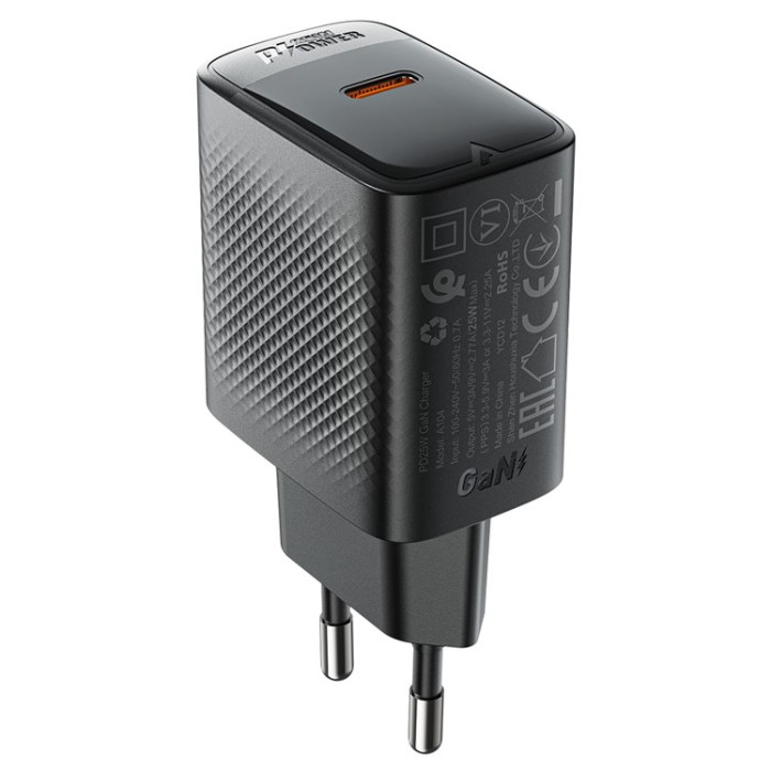 Acefast - ACEFAST GaN Snabbladdare 25W USB-C PD EU A104 - Svart
