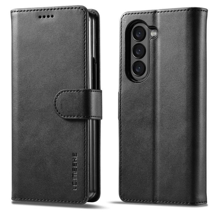 LC.imeeke - LC.IMEEKE Samsung Galaxy Z Fold5 Plånboksfodral Konstläder - Svart