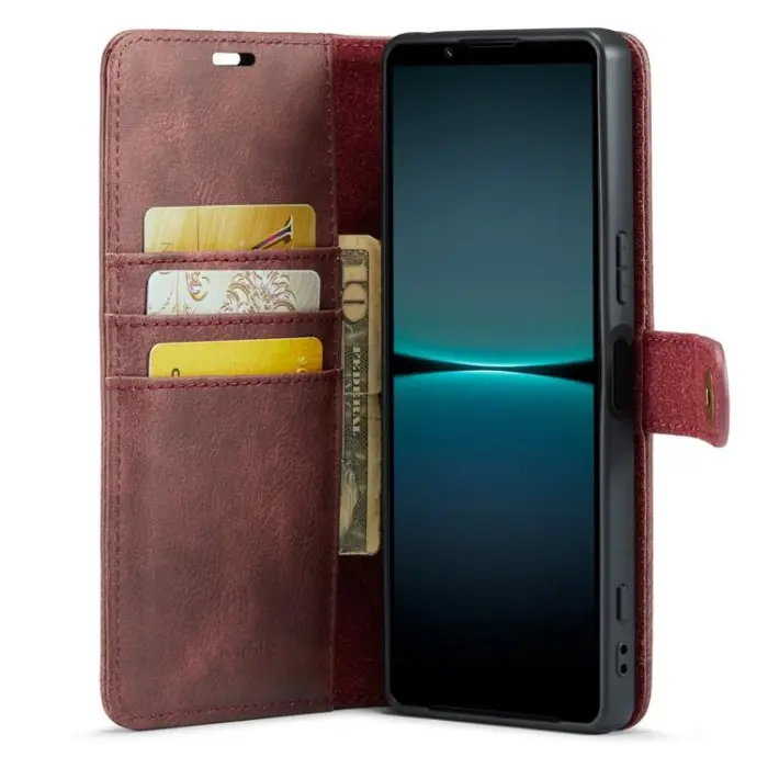 DG.MING - DG.MING Sony Xperia 1 V Plånboksfodral Äkta Läder 2in1 - Röd
