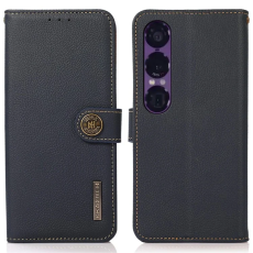 KHAZNEH - Khazneh Sony Xperia 1 VII Plånboksfodral Genuine Cow Läder - Blå