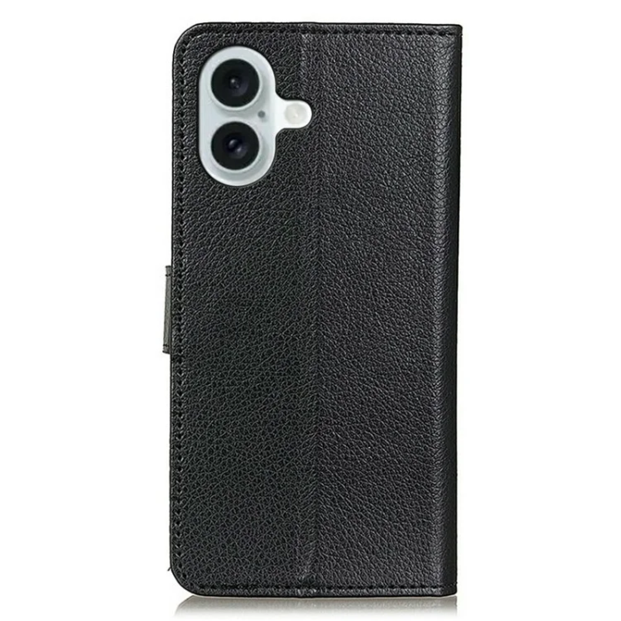 A-One Brand - iPhone 17 Plånboksfodral Litchi Texture - Svart