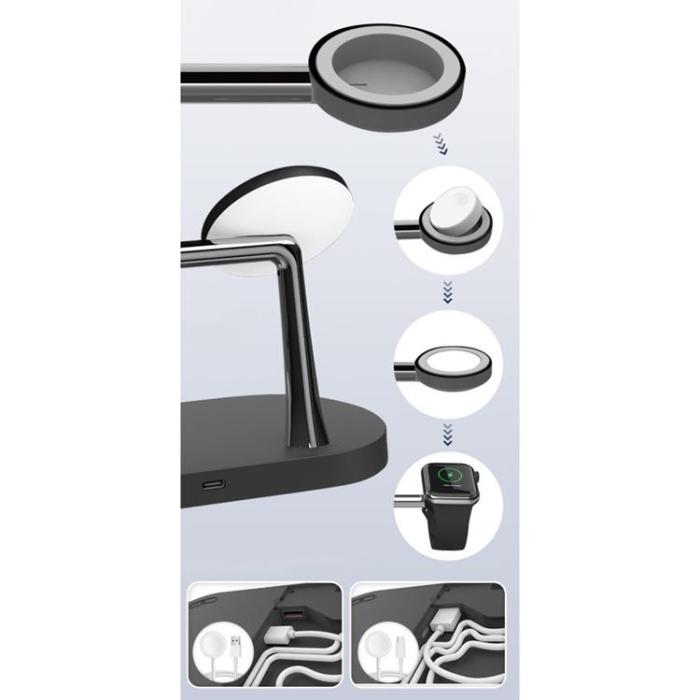 UTGATT - Tech-Protect 3-i-1 Trådlös Laddare iPhone, Apple Watch, Airpods A14 - Svart