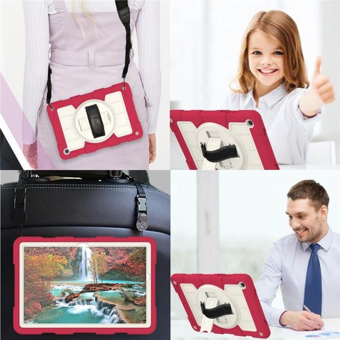 A-One Brand - Galaxy Tab A9 Plus Skal Rotating Handrem Med Axelrem - Röd
