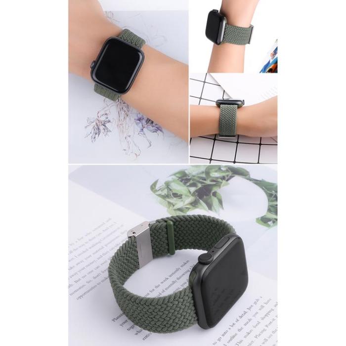 OEM - Braided Fabric kompatibelt armband Apple Watch 4/5/6/7/SE (44/45mm) Rosa/Lila
