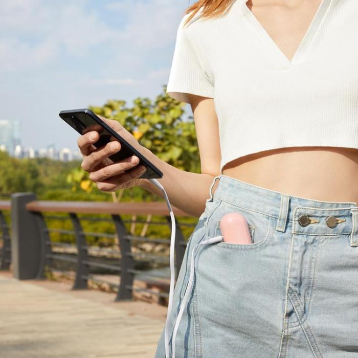 Jisulife - Jisulife Bärbar USB Mini Handfläkt med Powerbankfunktion 2000mAh Life8 - Rosa