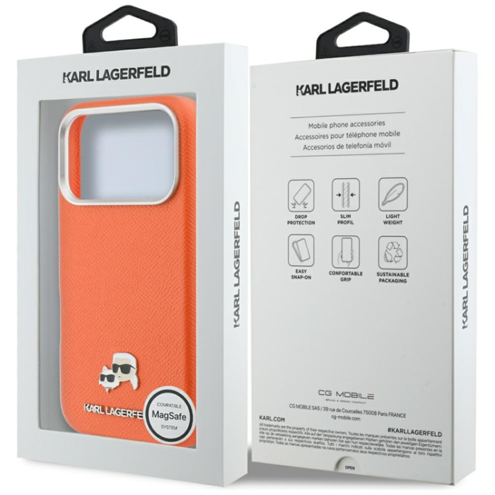 KARL LAGERFELD - Karl Lagerfeld Mobilskal För iPhone 17 Pro MagSafe Karl Head Logo - Orange