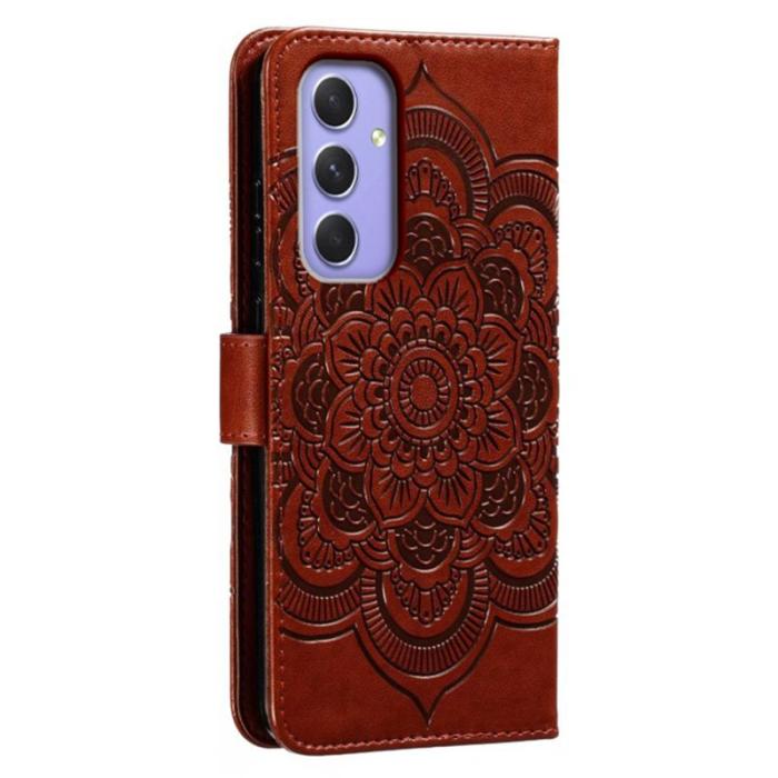 OEM - Samsung Galaxy S26 Plånboksfodral Konstläder Mandala Tryckt Design - Brun