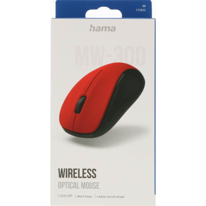Hama - HAMA Optisk Trådlös Mus MW-300 V2 - Röd