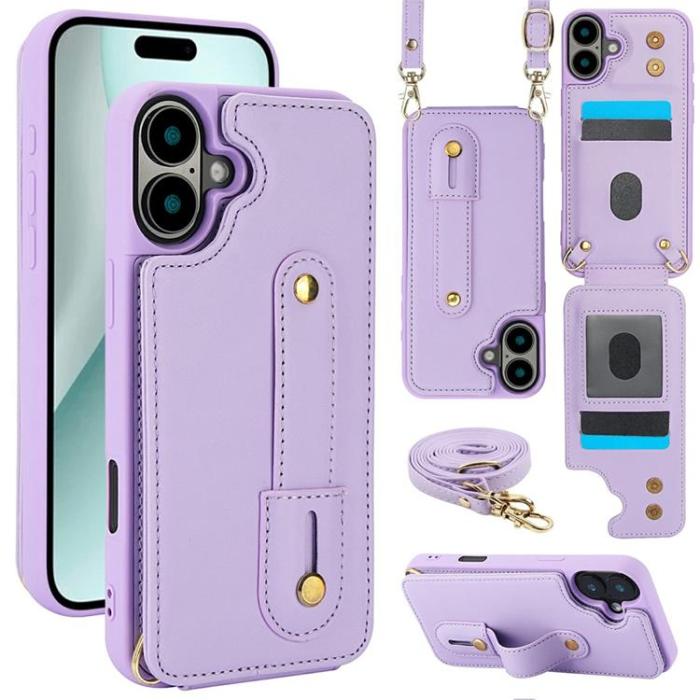 A-One Brand - iPhone 17 Mobilskal korthållare Med Axelrem - Lila