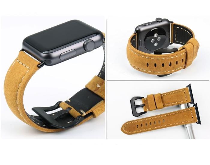 UTGATT1 - Watchband i äkta läder till Apple Watch 42mm - LjusBrun