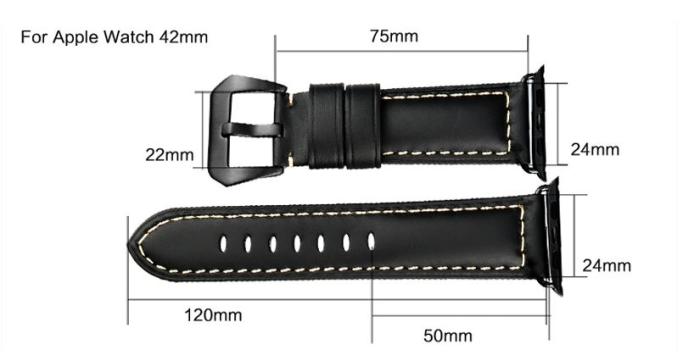 UTGATT1 - Watchband i äkta läder till Apple Watch 42mm - LjusBrun