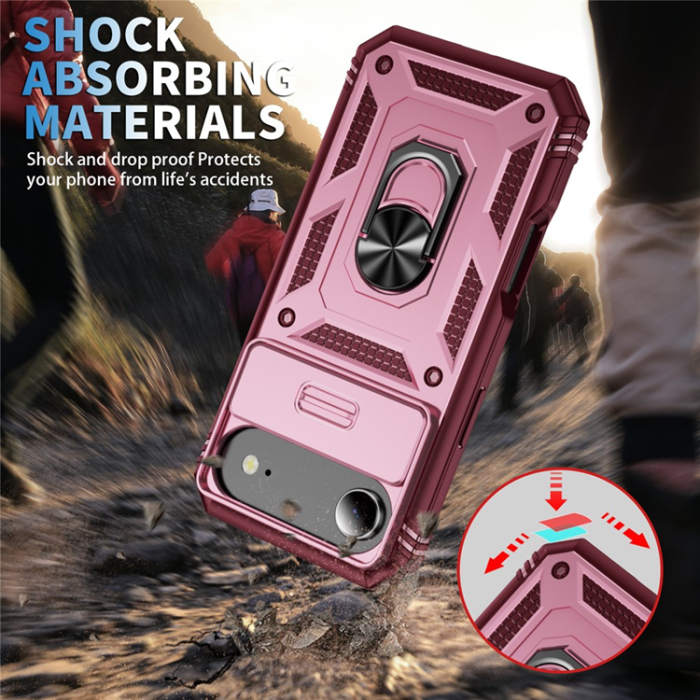 A-One Brand - iPhone Air Mobilskal Slide Camshield Kickstand - Mörkröd