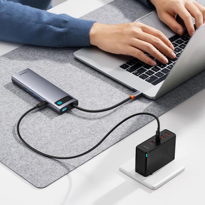 BASEUS - Baseus 11in1 HUB USB-C Till USB-C / 3x USB-A 3.0 - Grå