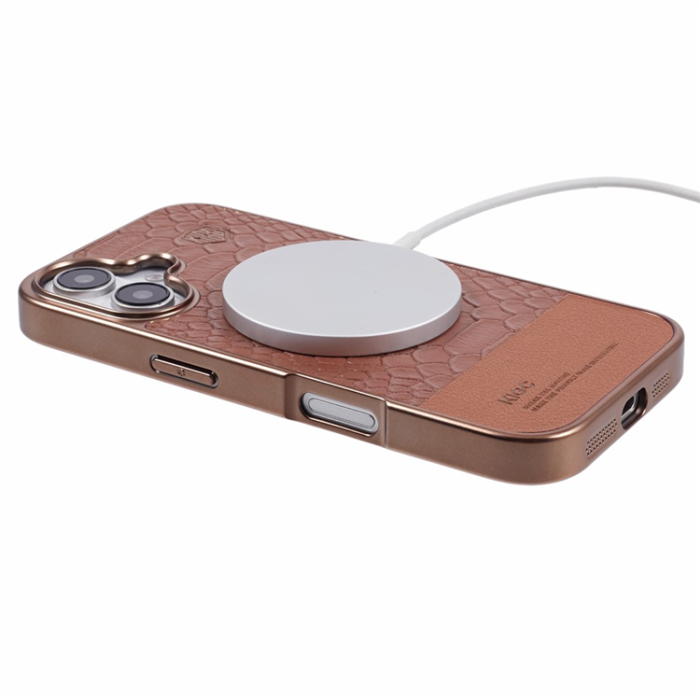 KIGC - KIGC iPhone 16 Mobilskal MagSafe Crocodile - Titanium Guld
