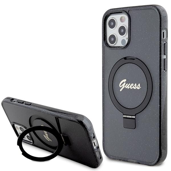 Guess Mobilskal till iPhone 12/12 Pro MagSafe Ring Stand Script Glitter