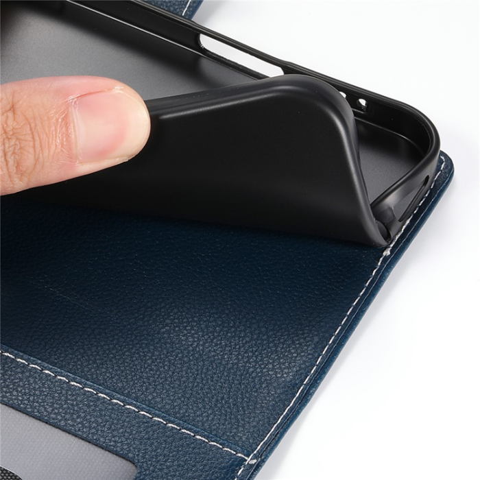 A-One Brand - Galaxy A17/A26 Plånboksfodral Litchi Läder Magnetic - Mörkblå