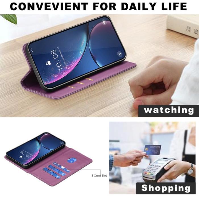 BINFEN COLOR - BINFEN Samsung Galaxy A37 Fodral KonstLäder - Mörklila