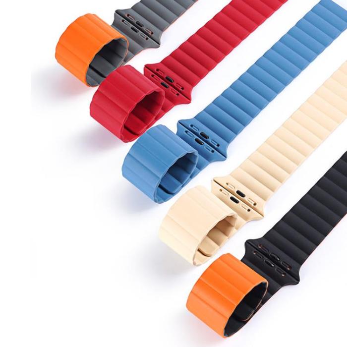 UTGATT - Dux Ducis Magnetic Strap Apple Watch 7/6/5/4/3/2/SE (41/40/38mm) - Svart/Orange