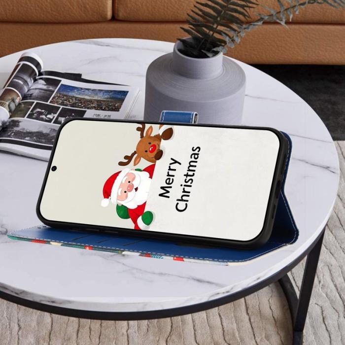 OEM - Samsung Galaxy A37 Plånboksfodral Konstläder Julmönster - Vit