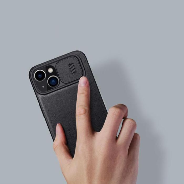 Nillkin - Nillkin iPhone 14 Plus Plånboksfodral QinPro Läder Plain - Classic Svart
