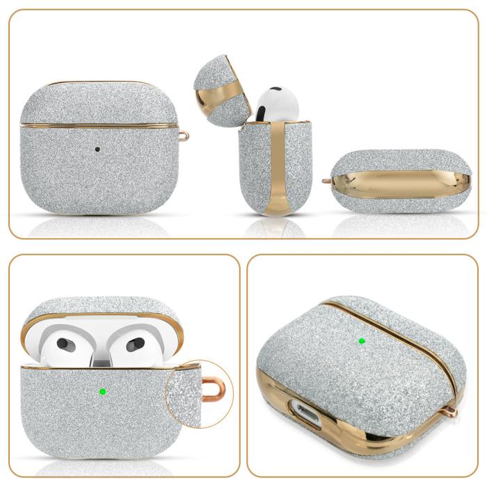 UTGATT5 - Kingxbar Bling Pods Glitter Skal AirPods 3 - Silver