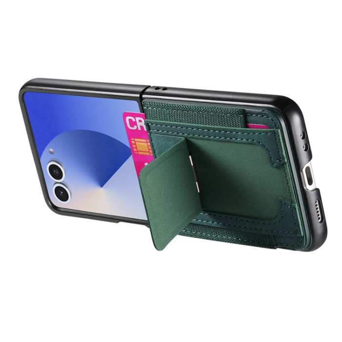 A-One Brand - Galaxy Z Flip 7 Mobilskal Kickstand Retro Korthållare - Grön