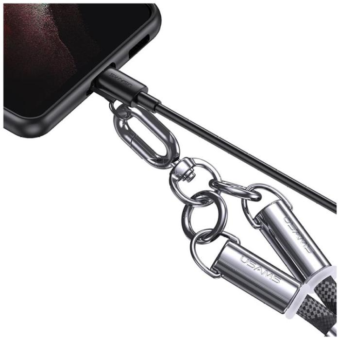 USAMS - USAMS USB-C Till USB-C Kabel 60W 1.2m Lanyard - Rosa