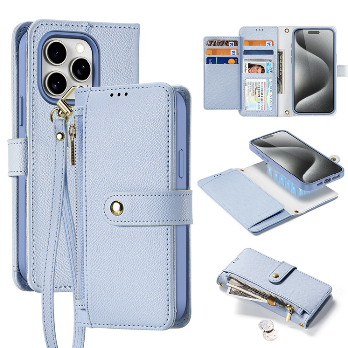 Dux Ducis - Dux Ducis iPhone 15 Pro Plånboksfodral Lawa Läder - Blå