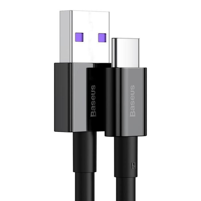 BASEUS - Baseus Huawei Snabb USB-C till USB-A kabel 2m - Svart