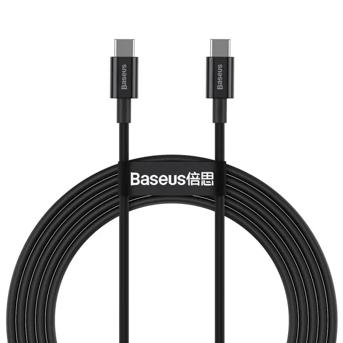 BASEUS - Baseus Superior USB-C till USB-C kabel 100W 5A 20V 2m - Svart