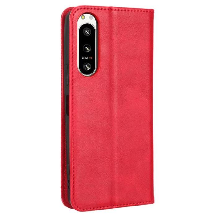 OEM - Sony Xperia 5 IV Plånboksfodral Vintage Flip - Röd