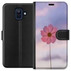 Gustaf - Pl&aring;nboksfodral till Samsung Galaxy A6 (2018) med Rosa blomma