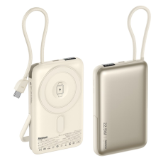 Remax - REMAX 3in1 Powerbank 10000mAh 15W/22.5W Trådlös Laddare - Beige