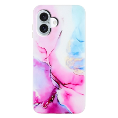 A-One Brand - iPhone 17 Mobilskal Marble Pattern Painted TPU - Rosa / Blå