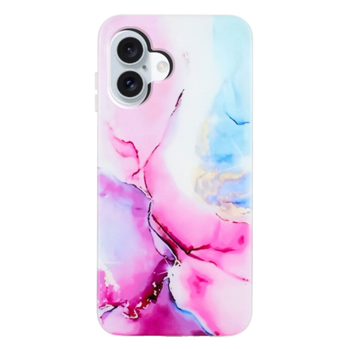 A-One Brand - iPhone 17 Mobilskal Marble Pattern Painted TPU - Rosa / Blå