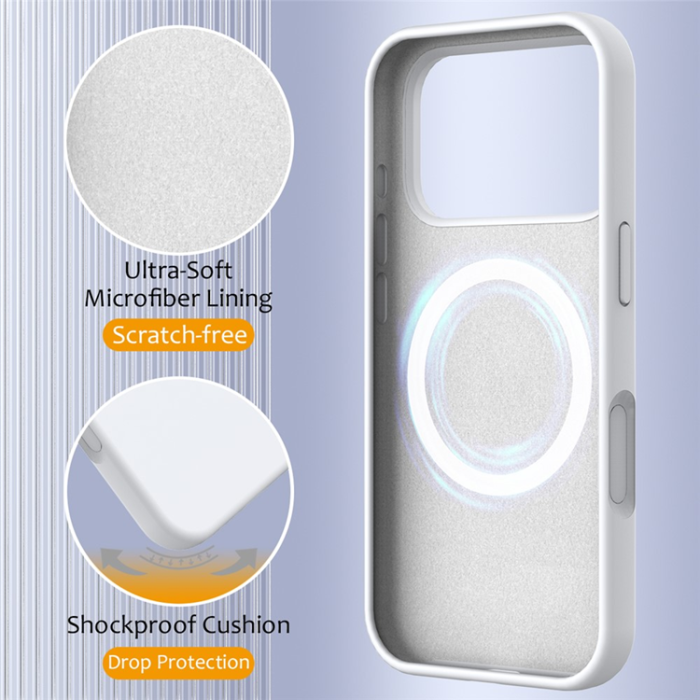 A-One Brand - iPhone 17 Pro Max Mobilskal MagSafe Silikon Anti-Drop - Vit