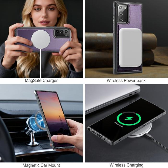 OEM - JEEHOOD Samsung Galaxy Note20 Fodral KonstLäder - Lila